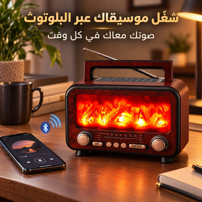 Radio rétro avec effet cheminée