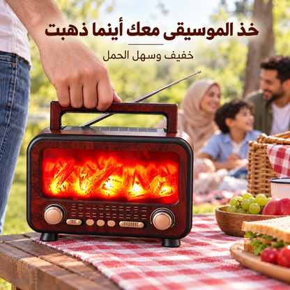 Radio rétro avec effet cheminée
