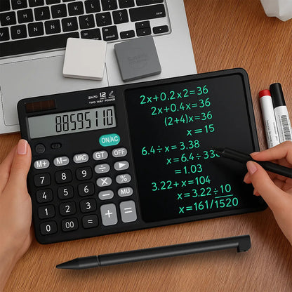 Calculatrice portable avec tablette d'écriture