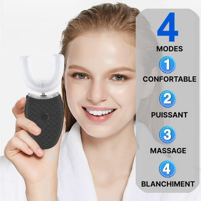 Brosse à dents électrique à ultrasons en forme de U (couverture à 360°)