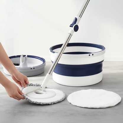 Balai rotatif à 360° avec seau pliable